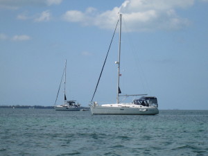 Odyssey at anchor off Taverna Cay