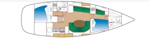 The floor plan of the Beneteau 411