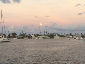 Beautiful moon rise over Hope Town habour